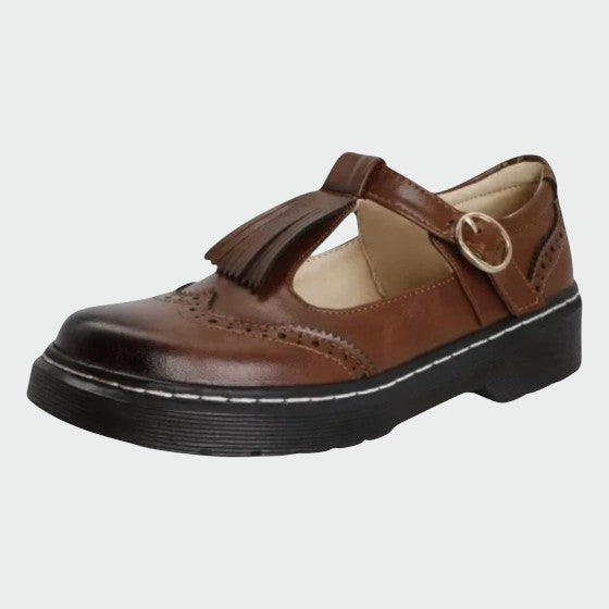 Olivia - Elegant T-Bar Leather Shoes