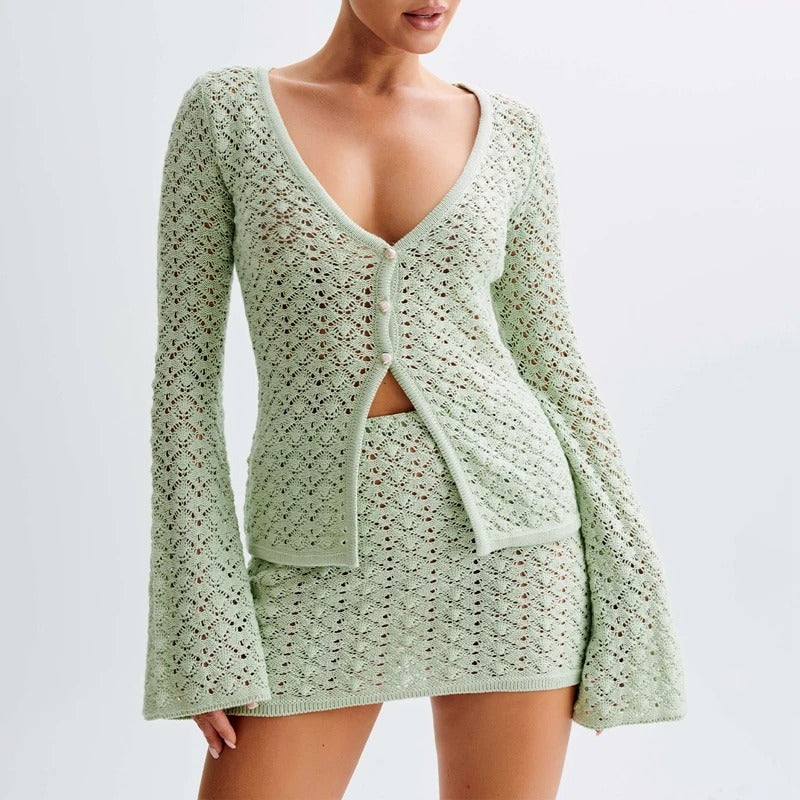 Aria | Chic Knit Hollow Out Two-Piece Set