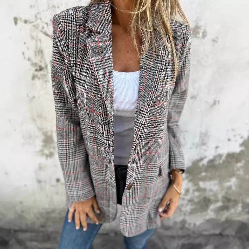 Amelia | Lapel Casual Check Blazer