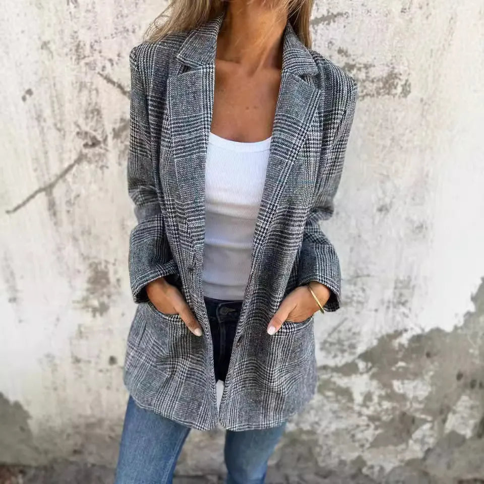 Amelia | Lapel Casual Check Blazer