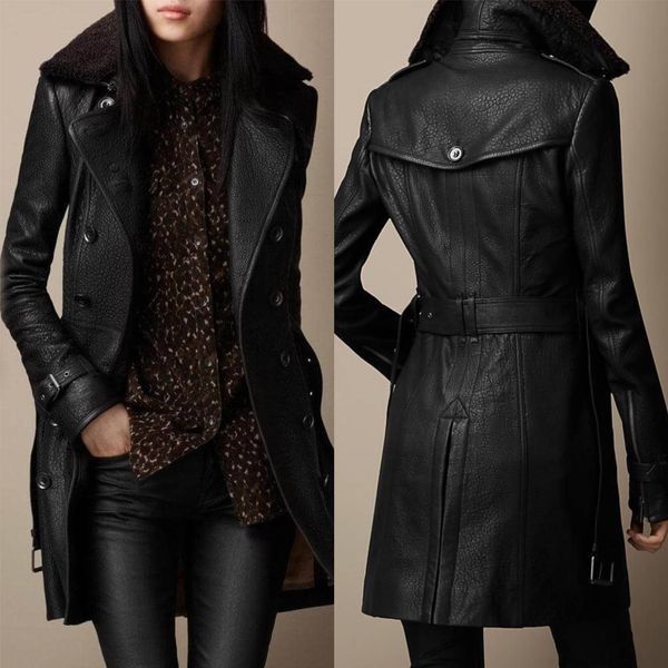 Hayden Elena | Elegant 3/4 Leather Coat