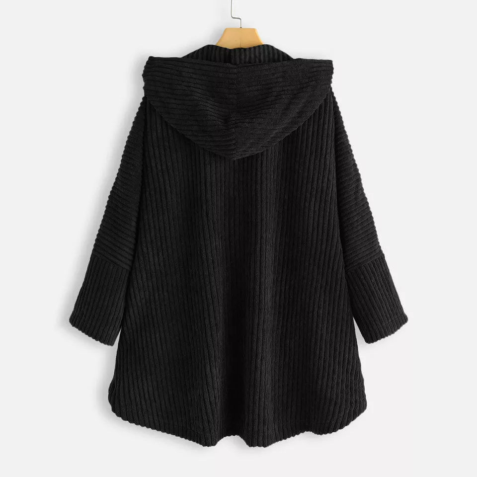 Aria | Cozy Ribbed Hooded Jacket