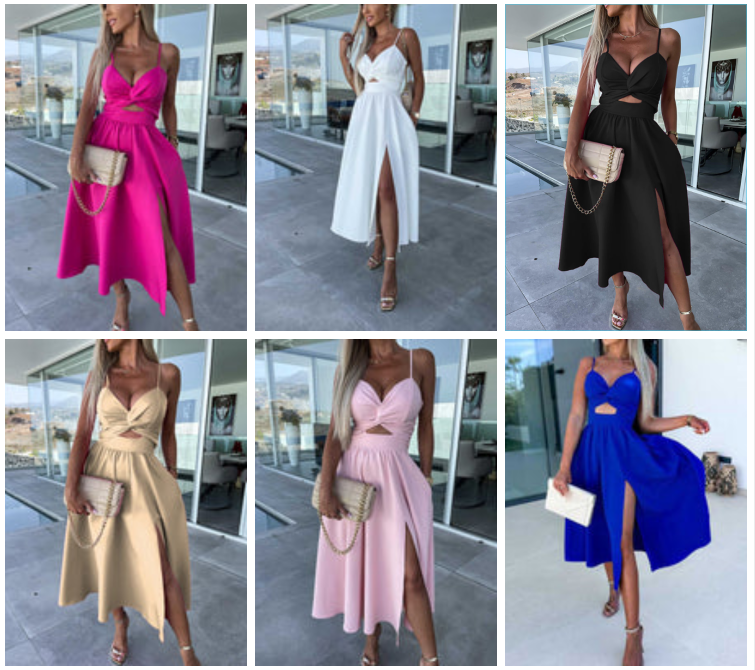 Vanette | Elegant Strappy Front Slit Midi Dress