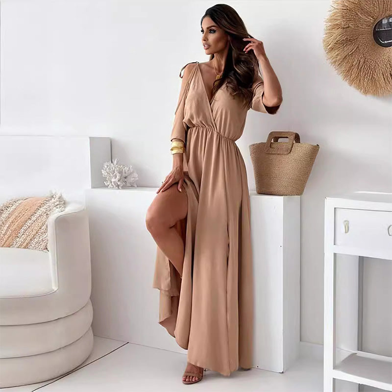 Billie | Trendy Slit Skirt V-Neck Maxi Dress