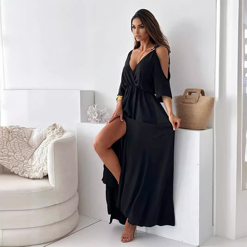 Billie | Trendy Slit Skirt V-Neck Maxi Dress