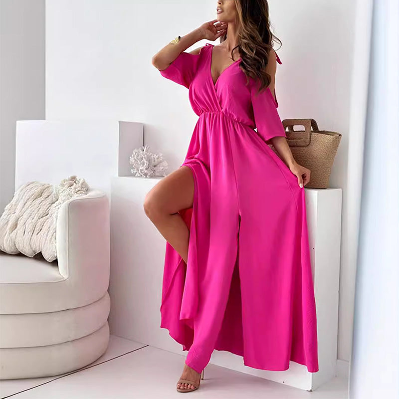Billie | Trendy Slit Skirt V-Neck Maxi Dress