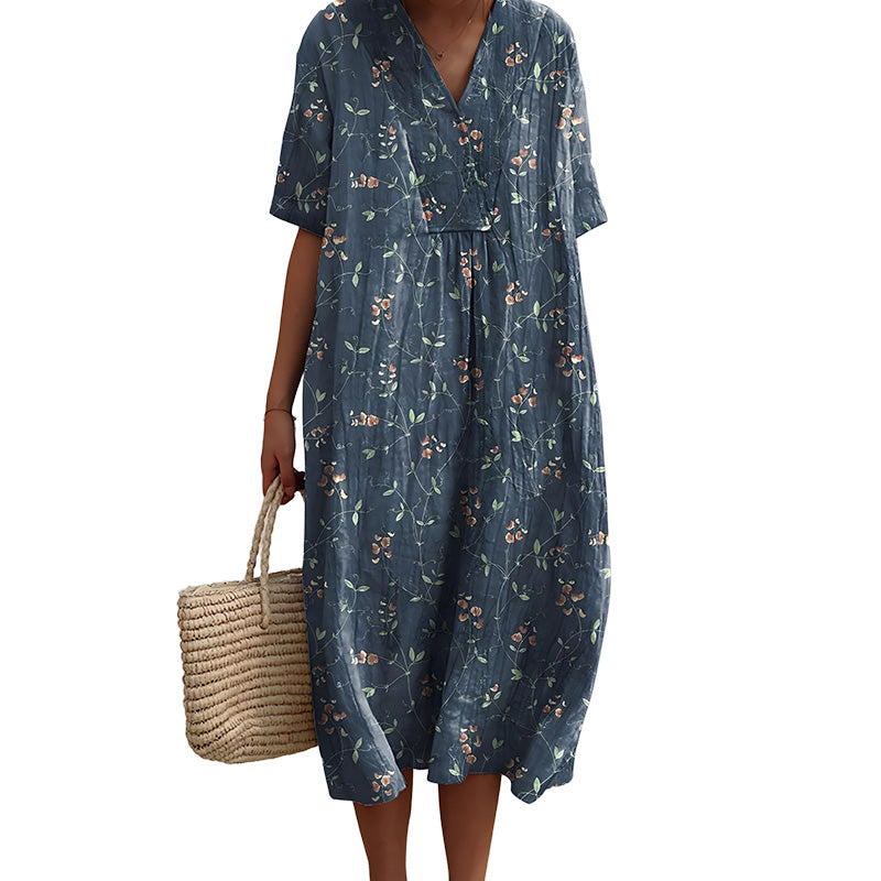 Amira | Soft V-Neck Floral Midi Dress