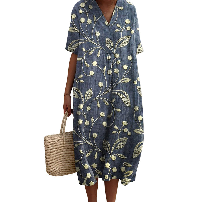 Amira | Soft V-Neck Floral Midi Dress