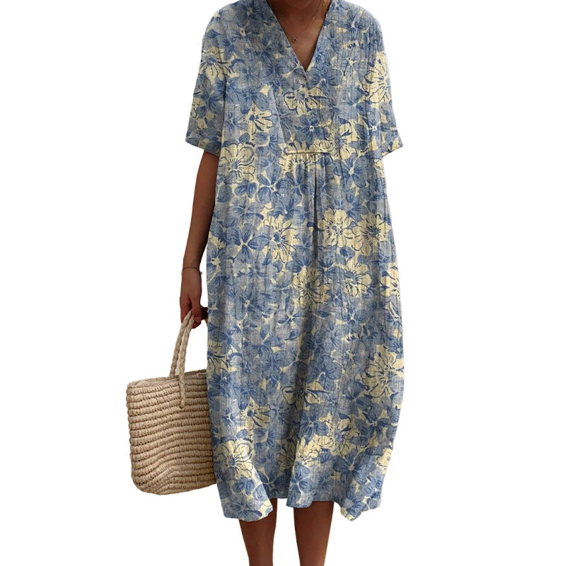 Amira | Soft V-Neck Floral Midi Dress