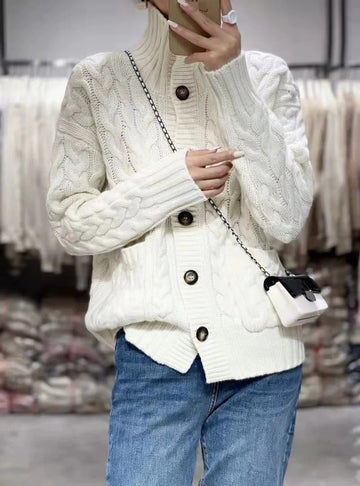 Selena | Luxe Cashmere Turtleneck Cardigan